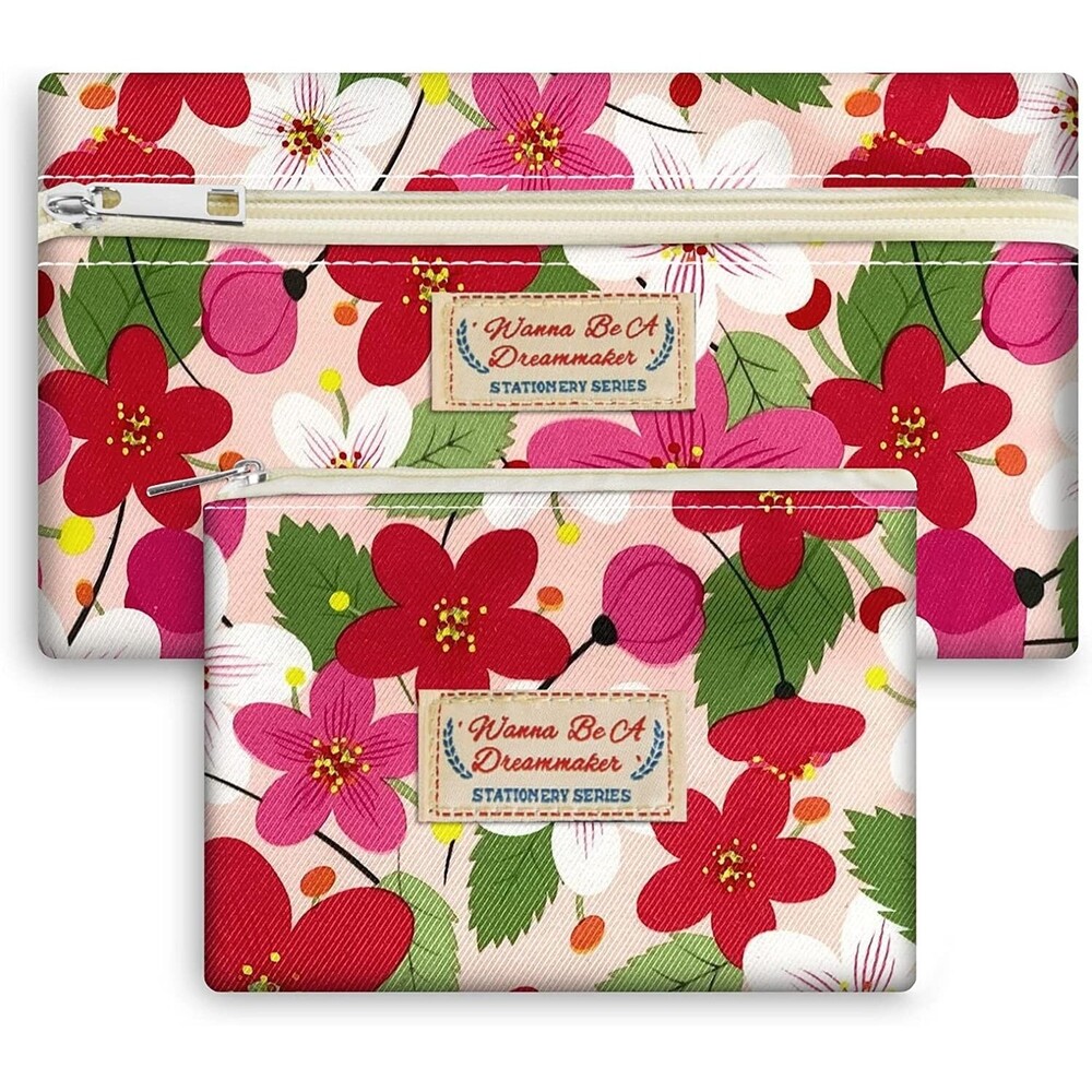 Set of 2 Large Capacity Pencil Case Portable Travel Gift Multifunctional Bag Set